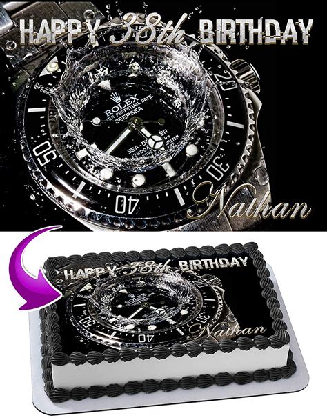 Cakecery Rolex Watch Edible Cake Image Topper Personalized .